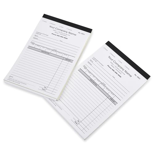 Personalized Duplicate Invoice & Sales Book 2-Pack | Carbonless NCR 50 Sets Each