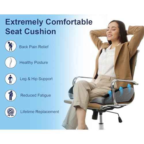 Premium Orthopedic Seat Cushion,X Large Breathable Office Chair Cushion - Enhanced Hip & Tailbone Support,Pressure Relief Sciatica & Leg Relief Let 8+ Hour Sitting Comfort, for Office/Game/Wheelchair