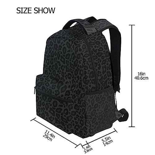 Black Leopard Backpack Animal Skin Print Bookbag Daypack Travel Hiking Camping School Laptop Bag