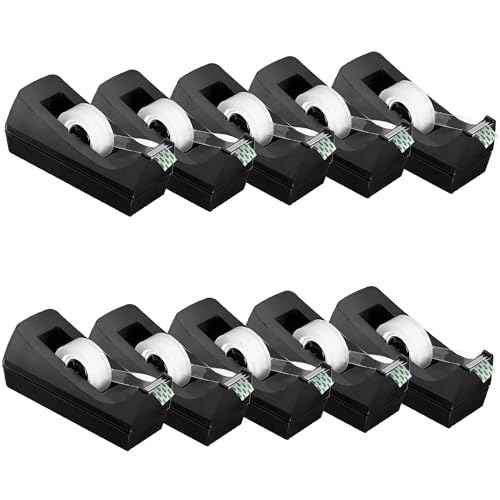 Transparent Tape with Dispenser 10 Pack Tape Dispensers Desk unweighted Non Skid Base Desktop Dispenser Bulk for Office Home School