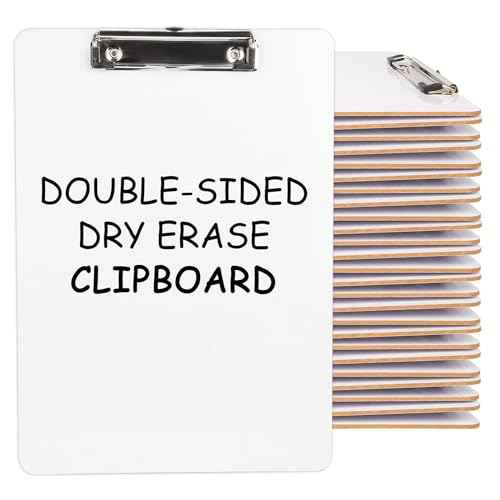 Dry Erase Wood Clipboard 30 Pack, Hardboard Clip Board 8.5x11 for Classroom, Students, Kid, Size 9" x 12.5", Double-Sided White Board, with Low Profile Clip, Office & School Supply