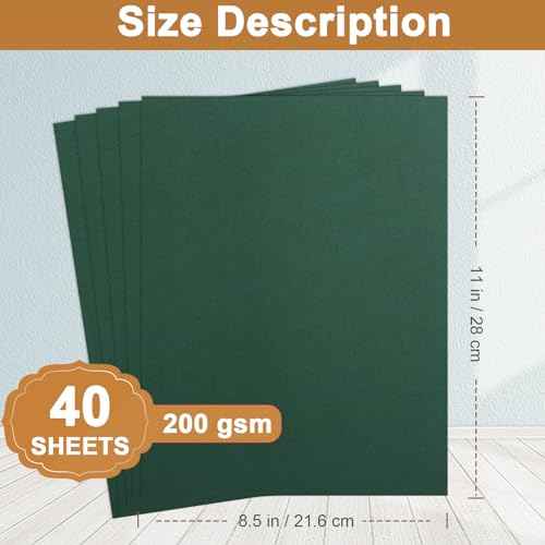 40 Sheets Dark Green Cardstock 8.5 x 11 Crafts Paper, 200gsm/75lb Premium Christmas Green Card Stock for Cards Making, Greeting Cards, School, Menus, Birthday Decorations, Office
