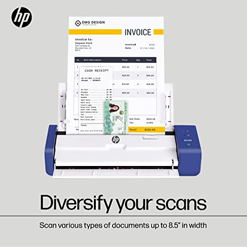 HP Portable Duplex Document Scanner with Auto-Feed Tray — Mobile Black & White & Color, 25ppm, 1200dpi for Home & Office