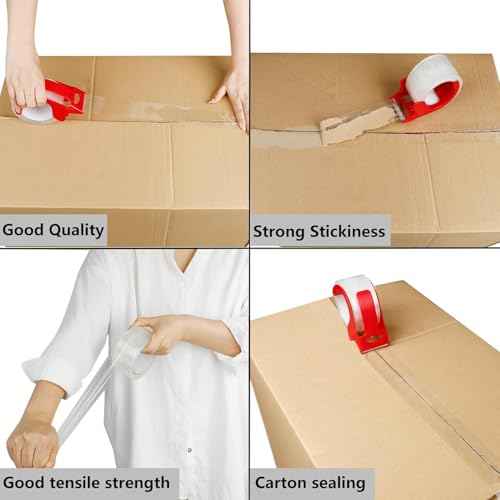 CHUANGSEED 6-Pack Clear Packing Tape with Dispenser -2.7mil x 1.88" x 55Y Heavy Duty Packing Tape for Moving Boxes-Moving Tape Strong Adhesive Packaging Tape