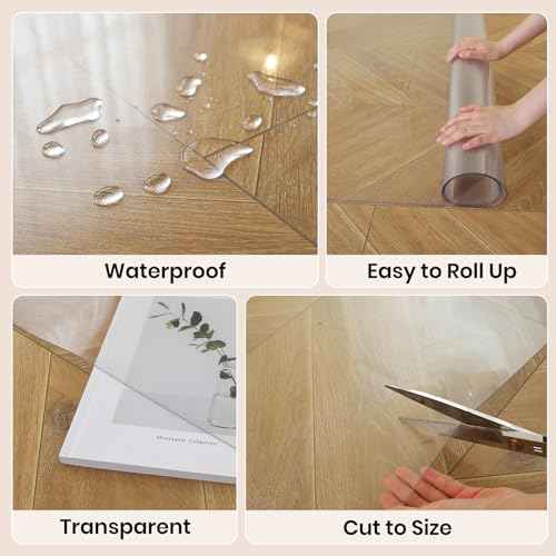 Clear Chair Mat for Hardwood Floor, 48 x 60 Inch Large Office Chair Mat, Plastic Floor Protector, 4'¡¿5' Area Rug for Living Room, Heavy Duty Wood Tile Floor Mats for Home Laundry Dining Area