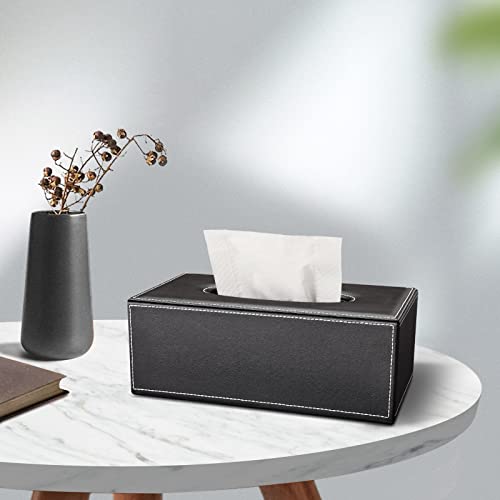 KINGFOM 5 PCS/SET Pu Leather Desk Organizer File Holder Accessories, Magazine Storage Rack+Desktop Pen&Pencil Holder+Tissue Box Cover+Leather Jewelry Accessories Tray