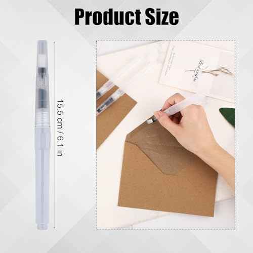 6pcs Pencil Style Envelope Moistener, Letter Sealer Envelope & Stamp Moisteners with Nylon Brush Head Envelope Licker Tool Mailing Moistener Wetter Roller for Office Classroom(Clear)