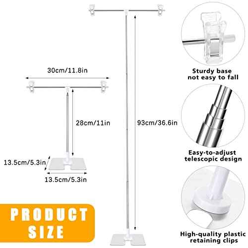 Dunzy 8 Pack Adjustable 11 in - 36.6 in High Metal Banner Holder Table Top Banner Display Poster Stand T Shaped Stand Desktop Business Poster Holder Advertising Display Sign Indoor Outdoor