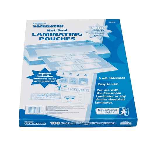 Educational Insights Classroom Laminator 8.5" X 11" Hot Laminating Pouches, (100 pieces)