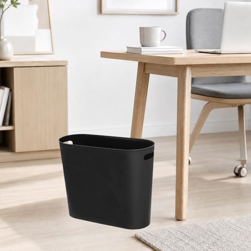 ROYFACC Black Slim 3.2 Gallon Plastic Trash Can with Handles, 2 Pack