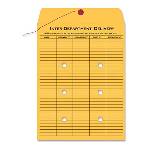 Interoffice Envelopes with String & Button Closure 10x15 Brown Kraft 100 Pack