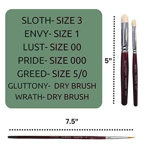 FOXBITE 7 Set Brushes for Miniature Painting Synthetic Modeling Pieces Fine Detail Paint Brush Miniature Painting Kit Mini Paints Acrylic for Warhammer minipainting