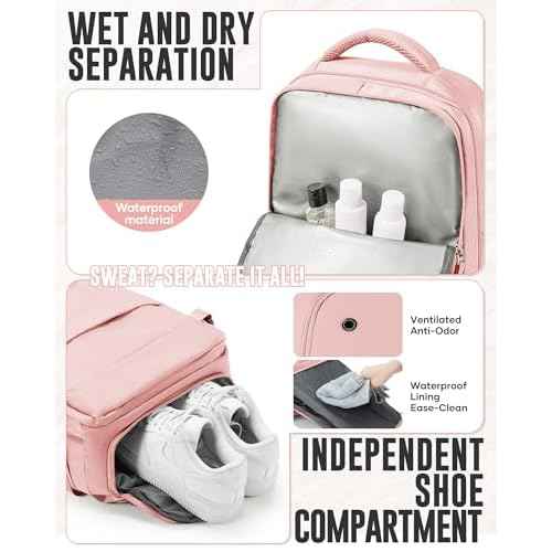 Large Vacuum Backpack Travel with Pump, Waterproof Compression Backpack, Airback Personal Item Carry on Backpacks, Vacpack Compression Bags for Seal, Business Travel Backpacks for Women Men(Pink)