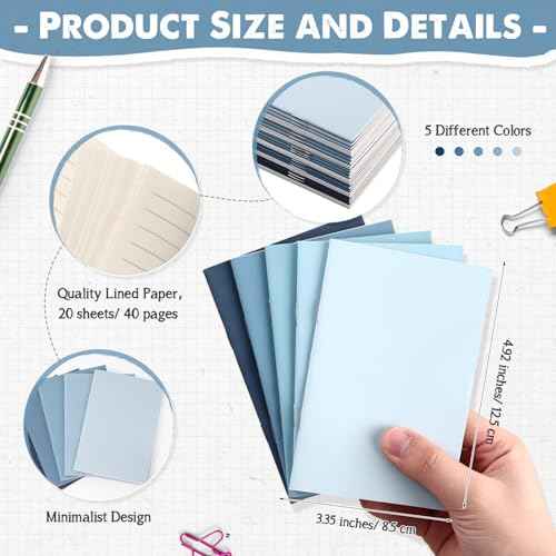 Eaasty 100 Pcs Mini Notebooks Bulk Small Pocket Notepads Journals Lined Paper Gradual Color Cover Paper for Nurse Teacher Meetings Classroom Coworker Employee Office Christmas Party Favor (Blue)