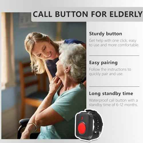 Multi-Functional Caregiver Pager Wireless Call Button for Elderly/Patient Monitoring/Disabled at Home Watch Nurse Alert System with 2 Alert Panic Button &1 Wrist Pager Waterproof