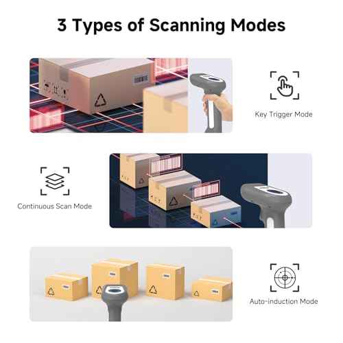 VOTTAN 1D Wireless Barcode Scanner, 5000mAh Battery 36H Continuous Scanning, CCD Sensor Industrial Drop Resistant Handheld Barcode Scanner Gun