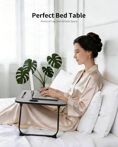 Ruxury Black Large Folding Lap Desk Bed Table for Sofa Couch & Floor