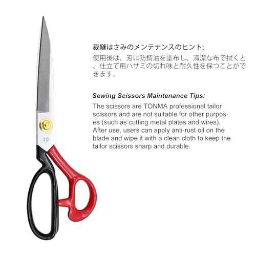 TONMA True Left Handed Fabric Scissors [Made in Japan] 10 Inch Heavy Duty Sewing Scissors, Industrial Japanese Steel Dressmaker Tailor Shears for Cutting Clothes Fabric Denim Leather