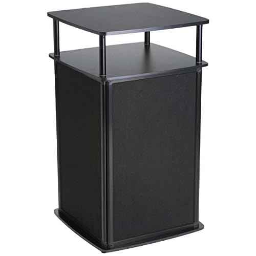 Displays2go Portable Trade Show Counter with Travel Bag, Locking Compartment - Foldable Booth Display Counter for Events - Black (LCTCNTBLK)