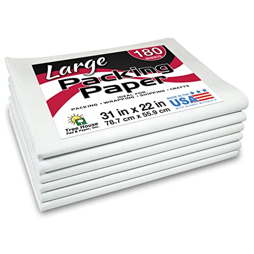 Tree House Packing Paper for Moving – 180 LARGE Newsprint Sheets 31”