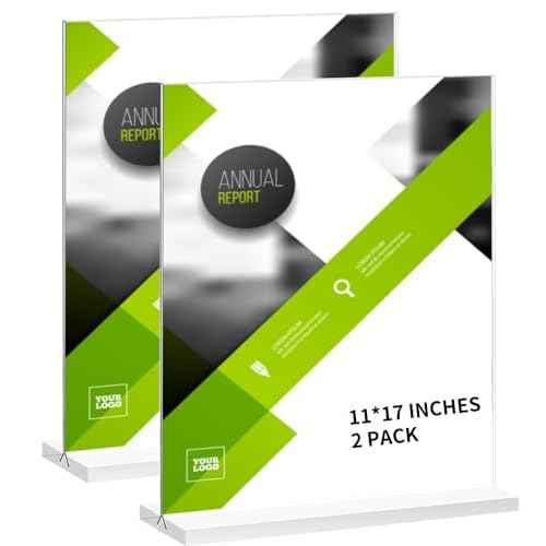 2 Pack Large Acrylic Sign Holder - 11 x 17 Inches Clear T Shaped Table Photo Menu Display Stand - Double Sided Picture Flyer Holder for Office Store Restaurant