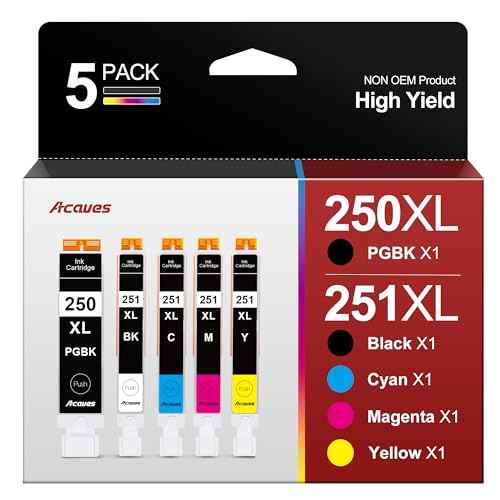 MX922 Ink Cartridges PGI-250XL CLI-251XL Replacement for Canon 250 and 251 Compatible with PIXMA IX6820 MX920 IP8720 MG5520 MG5420 MG7520 MG7120 MG6320 IP7220 Printer, 5 Pack, Multicolor, XL