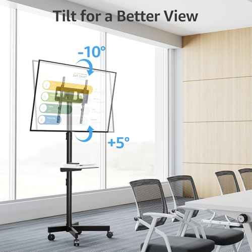 MOUNTUP Rolling TV Stand Mobile TV Cart for 23-60" TVs, Portable TV Floor Stand with Wheels for 27 32 40 43 50 inch Flat/Curved TVs, Height Adjustable, Tilting Mount, Max VESA 400x400mm, MU1117