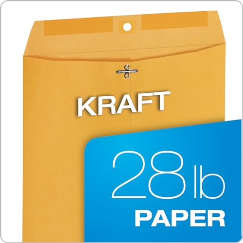 10 x 13 Clasp Envelopes with Gummed Closure - Kraft Paper Office Mailers, 100 Pack