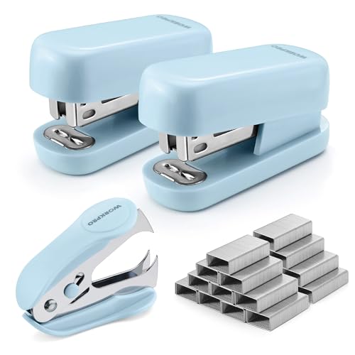 WORKPRO Blue Mini Stapler with Staples & Remover – Portable Office Desk Tool
