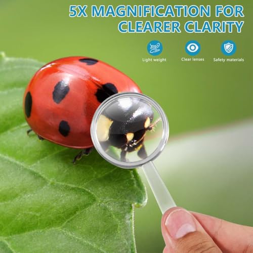 OBTANIM 20 Pack Mini Plastic Handheld Magnifying Glasses 5X for Reading, Kids & Seniors