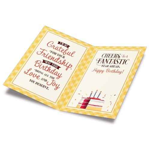 Prime Greetings Friend Birthday Card, Made in America, Eco-Friendly, Thick Card Stock with Premium Envelope 5in x 7.75in, Packaged in Protective Mailer
