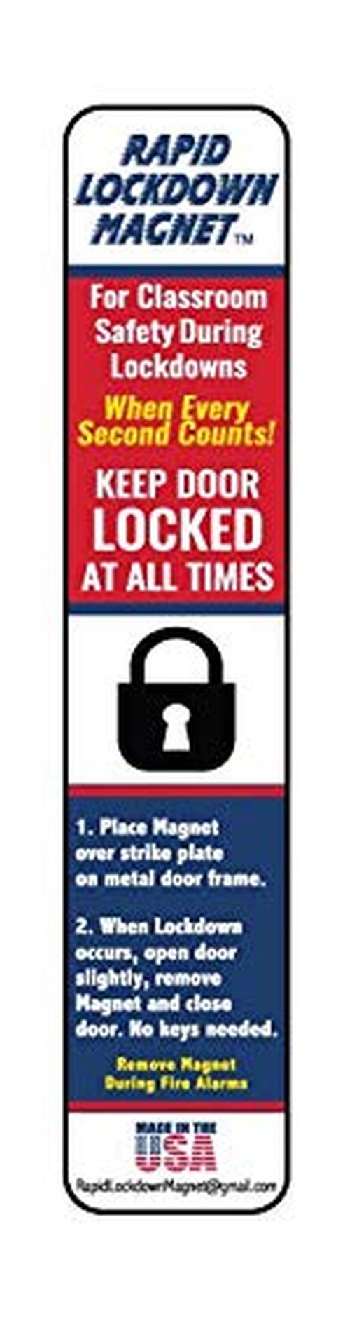 50 Pack. America's #1 LockdownMagnet Used in Over 2,500 Schools. Rapid LockdownMagnet for Faster & Safer School Lockdowns. Strongest Magnet is 9" Tall and 40 mil Thick. Non-tearable. Long Lasting.