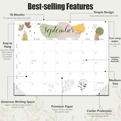 Guasslee 14" X 11" Desk Calendar 2026-2027, Desk Top Calendar 2026, 18-Month School Year Desk/Wall Calendar, 2026 Jan-2027 Jun, Monthly Planner With Corner Protcetor For Office Home School Organizing