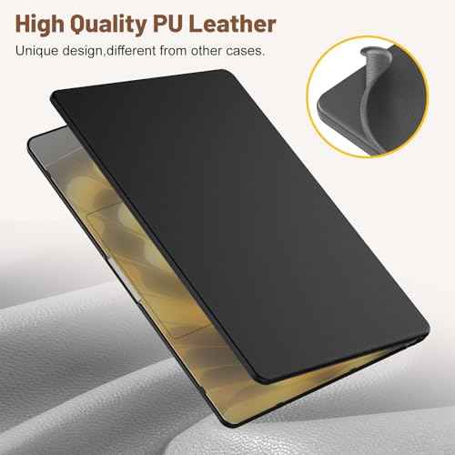Compatible for MacBook Air 15 inch Case, Foldable Stand, Exquisite PU Leather Protective Hard Shell Cover for M4 M3 M2 2025 2024 2023 A3241 A3114 A2941, Black