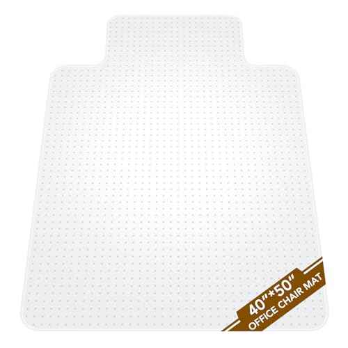 Office Chair Mat for Carpet with Lip, 40" x 50" Clear Plastic Heavy Duty Desk Floor Protector, Low Pile Carpet Saver Mat for Rolling Chairs, Smooth Glide Computer Chair Mat for Office or Home