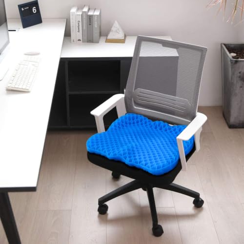 NEW-Vi Gel Seat Cushion XL 19.7x16.1x3.5 in Blue – Thick Honeycomb Gel, Breathable, Anti-Slip Cover