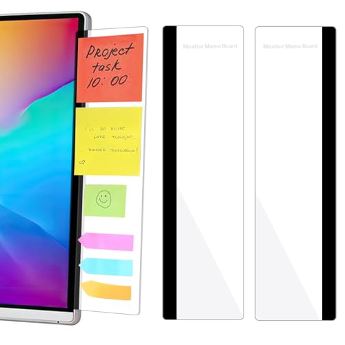 2 Pack Acrylic Monitor Memo Boards - Sticky Note Holders for Office Desk Organizer