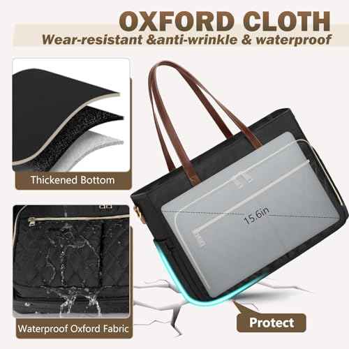 Teacher Tote Bag 15.6 Inch Laptop Bag for Women Work Bag with Accordion File Organizer Pocket & Insulated Pocket Nurse Bag