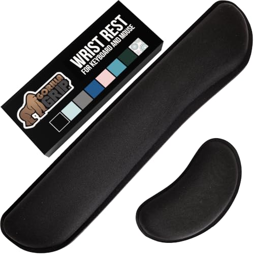 GORILLA GRIP Set of 2 Memory Foam Wrist Rests for Keyboard & Mouse, Black
