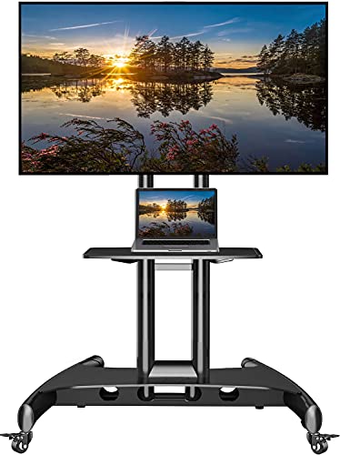 NB ERGONOMIC UL Listed Mobile TV Cart 32-75" TV Stand with Wheels, Black