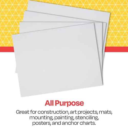 School Smart Railroad Poster Board Paper, 22 x 28 Inches, 6-Ply, White, Pack of 100