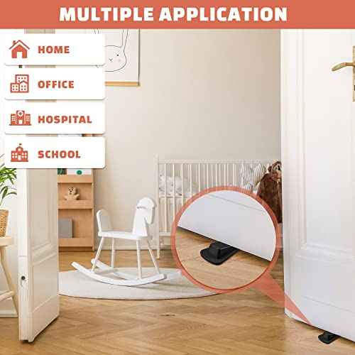 Frienda 24 Pcs Door Stoppers Bulk Rubber Stop Height up to 1.2 Inches Wedge Stopper for Heavy Duty Door Bottom Carpet Tile Concrete Wooden Floor (Black)