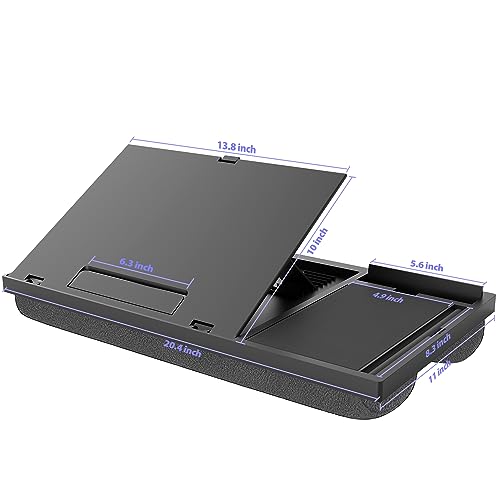 Laptop Lap Desk with Cushion - 9 Adjustable Angles, Fits Up to 15.6 inch Laptops, Built-in Mouse Pad, Phone and Pen Slots. Portable Writing Board for Bed, Sofa, and Work Table