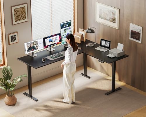 OffiGo Black 63-Inch Reversible L-Shaped Electric Standing Desk