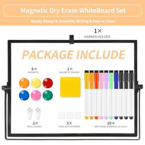 EOOUT White Board Dry Erase with Stand, 12"X16" Double-Sided Desktop Board Magnetic Small Whiteboard Easel for Kids, Students Drawing Memo to Do List Wall Desk School