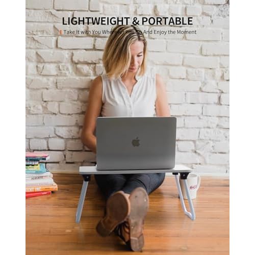 Foldable Lap Desk, Laptop Bed Desk, Portable Bed Table, Laptop Stand for Bed & Couch, Lightweight & Mini - Black