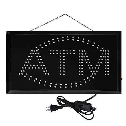 Boshen LED ATM Sign for Business LED Display Sign Display Animated Motion Advertisement Board with Switch Flashing & Steady Mode for Shops Wall Window Stores Bank 21" Lx 13"W(Square "ATM")