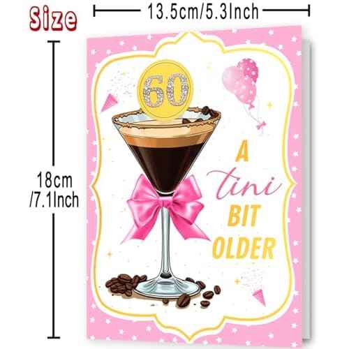Espresso Martini 60th Birthday Card Gifts for Women, Happy 60 Year Old Birthday Decorations for Her-A Tini Bit Older Birthday Gift