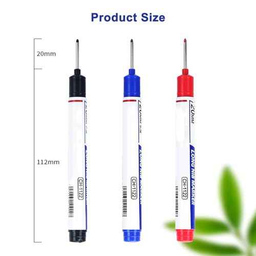 10 Pcs Long Head Deep Hole Marker - Quick Dry Waterproof Fine Tip Marker Pens, 2025 New Multi-purpose Deep Hole Marker Pens, for Office Supplies, Art Projects, Woodworking