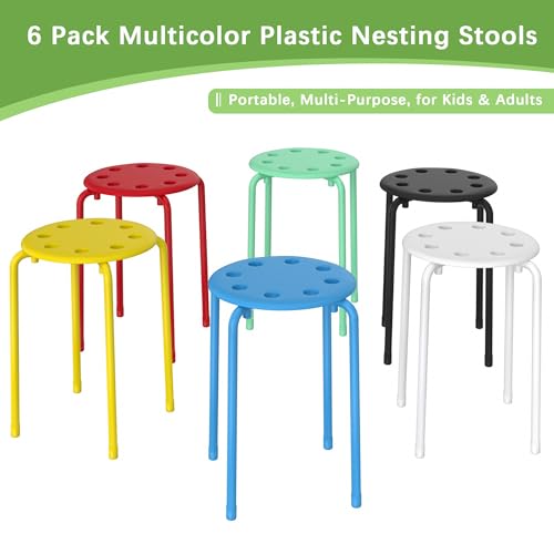 VECELO 6-Piece Colorful Stacking Stools for Classrooms – Lightweight, Stackable, 17.7" High